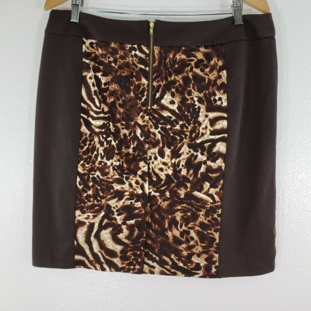 Nue Options Womens Skirt Size PXL Brown Animal Pri - Picture 9 of 9